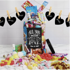 Hampers and Gifts to the UK - Send the Personalised All You Need Is Love Retro Sweet Jar - Large